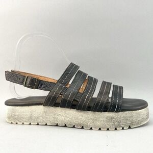 Bed Stu Womens 9.5 Ensley Sandal Shoes Black Leather Stappy Platform Rustic Boho